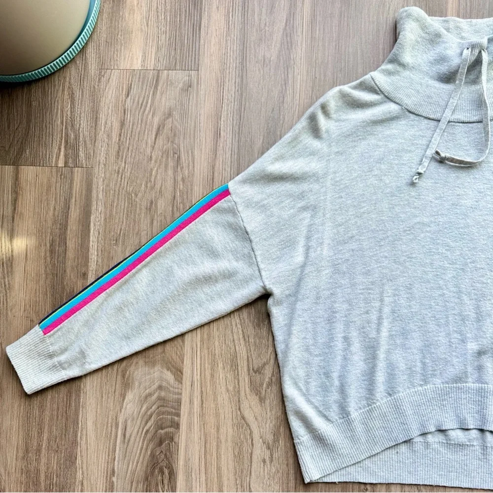 Love‎ by Gap Stripe Lurex Turtleneck Sweater Merino Blend Gray M